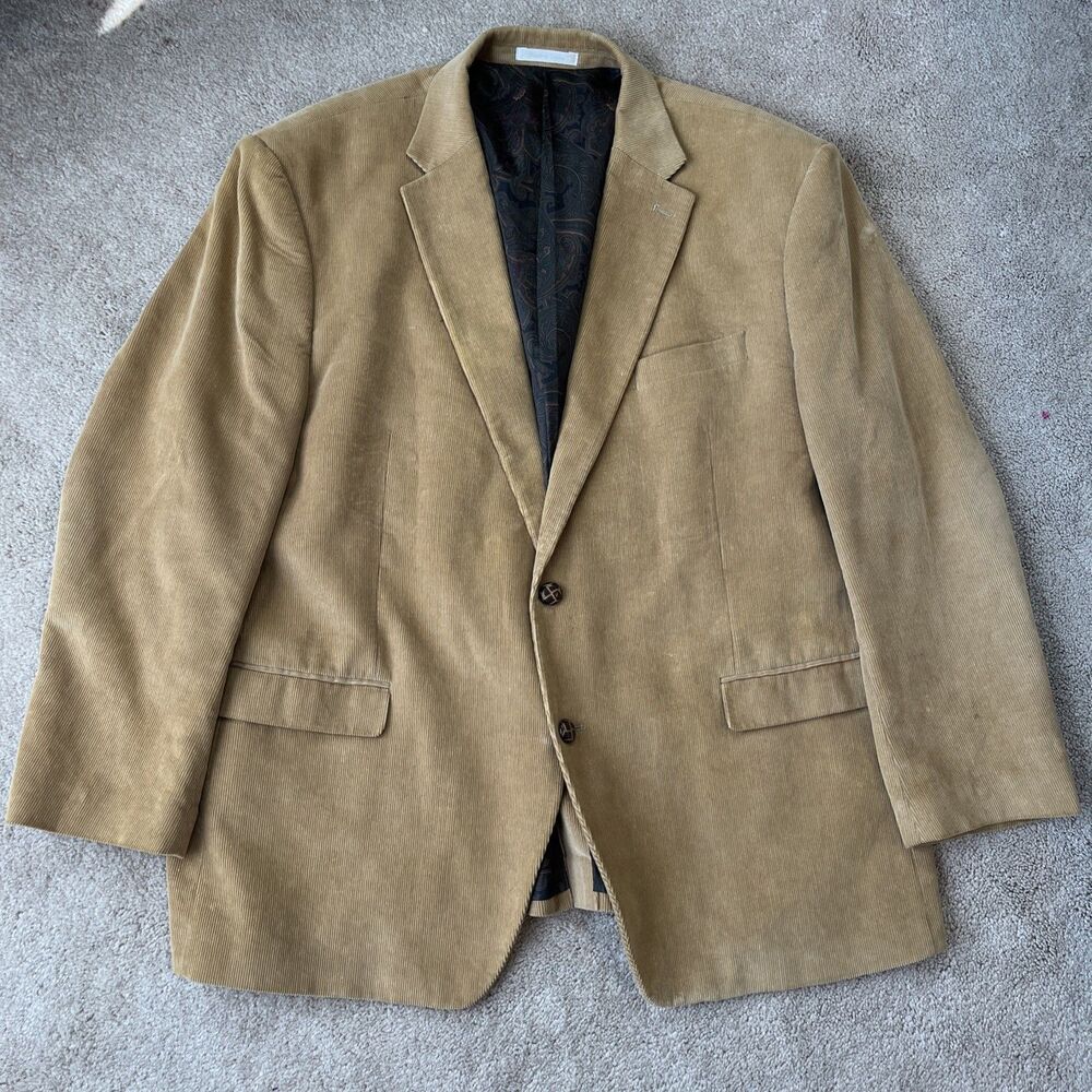 Ralph Lauren Mens Corduroy Blazer Jacket 48R Camel Beige Academia Sport Coat